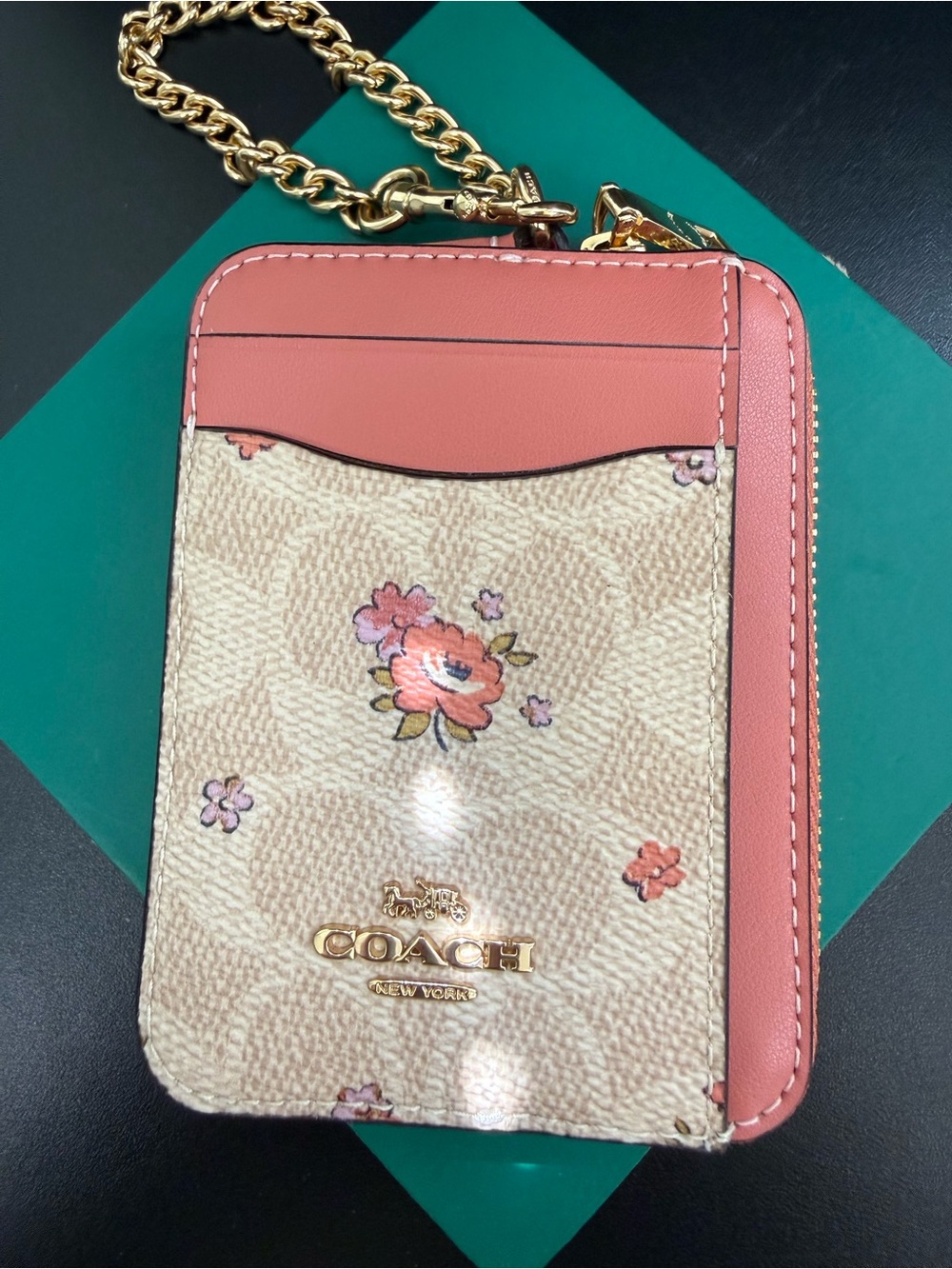 Coach Wallet Case Pink Floral with Chain New With Tags - Picture 1 of 8